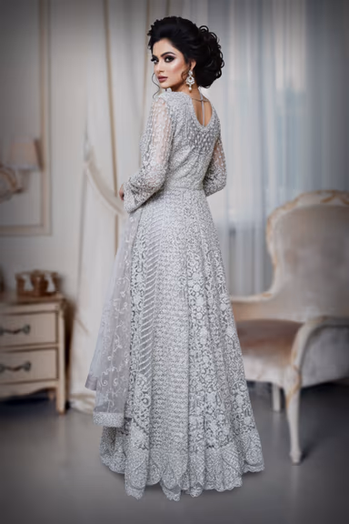 Lilac with white sharara in netted fabric — view 4 of 4