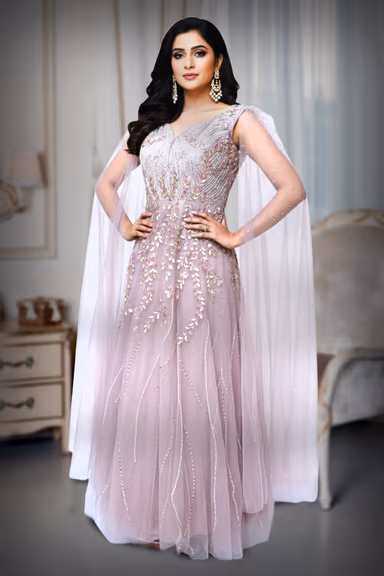 Netted Gown with a 3D embroired — view 3 of 3