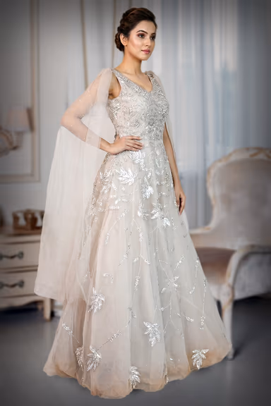 A Nude-Toned Embellished Gown — view 3 of 4