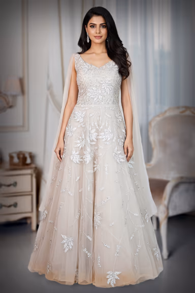 A Nude-Toned Embellished Gown — view 2 of 4