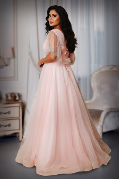 Soft Pink Gown Features Beads Details, Creating A Graceful And Luxurious Appearance — view 3 of 3