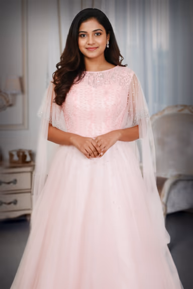 Soft Pink Gown Features Beads Details, Creating A Graceful And Luxurious Appearance — view 1 of 3