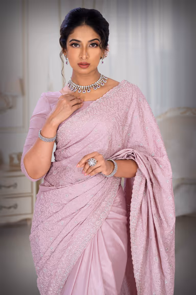 Peach  Georgette  Saree — view 1 of 6