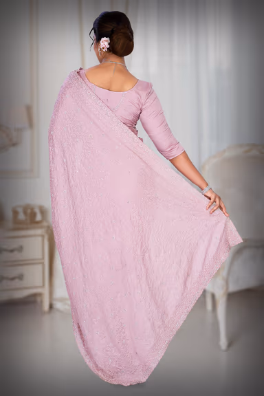 Peach  Georgette  Saree — view 4 of 6
