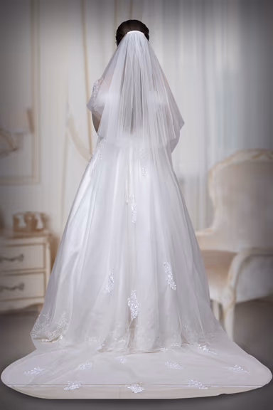 Light ivory  oriental lace work net veil — view 3 of 3