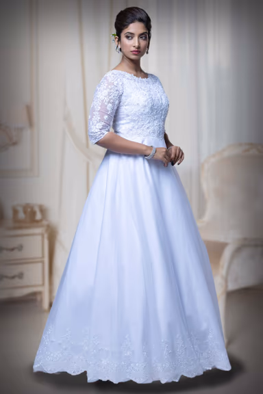 White Single Umbrella Gown — view 3 of 6