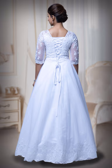 White Single Umbrella Gown — view 5 of 6