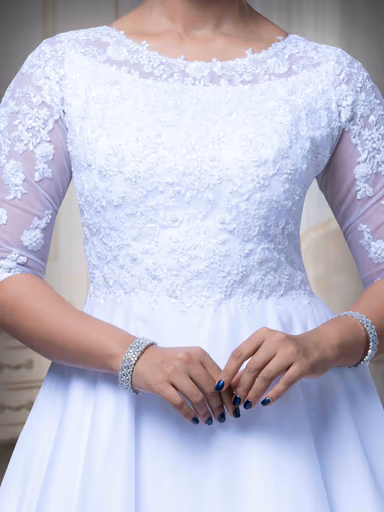 White Single Umbrella Gown — view 4 of 6