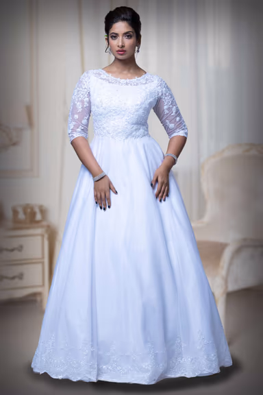 White Single Umbrella Gown — view 2 of 6
