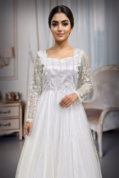 White Embroidered Bridal Gown — view 1 of 3
