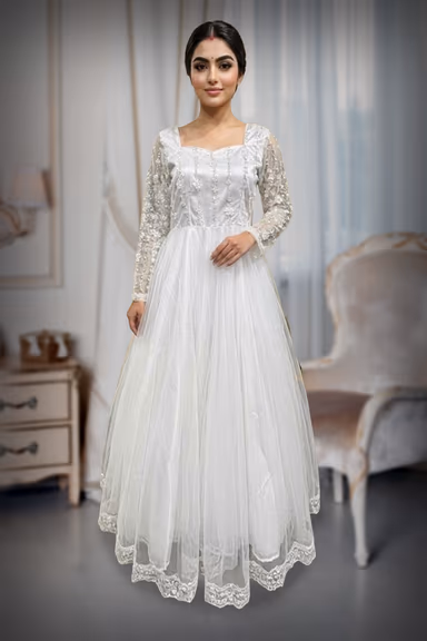 White Embroidered Bridal Gown — view 2 of 3