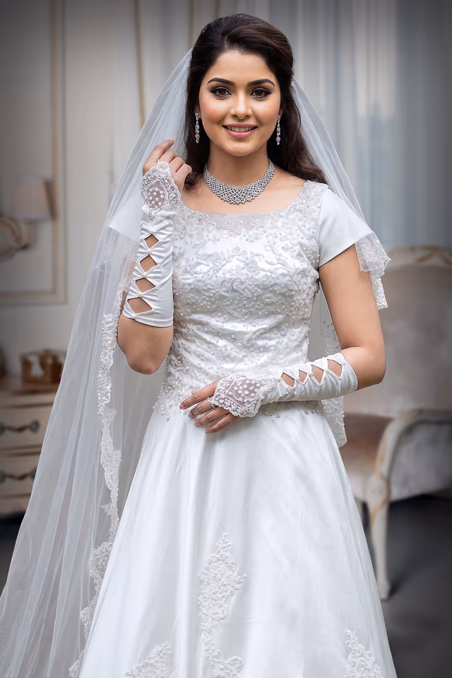 Imported Satin Material , embossed with threads work patches and beads — rent in Coimbatore
