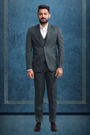 3 Piece Polyster Green Suit — rent in Bangalore