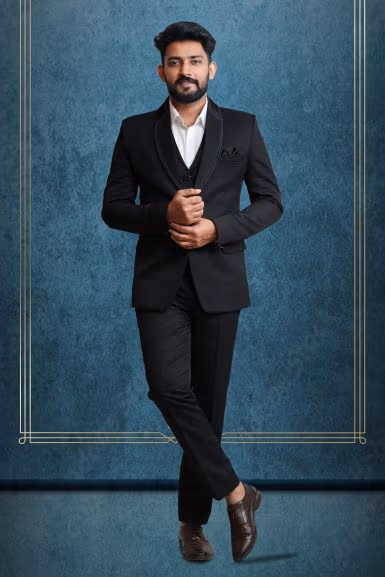 3 Piece Imported Fabric Black Suit — rent in Bangalore