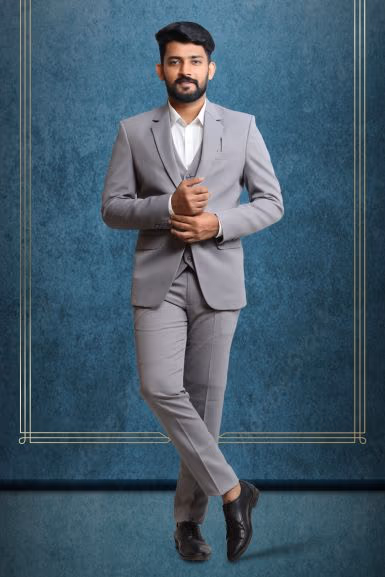 3 Piece Imported Fabric Light Grey Suit — rent in Bangalore