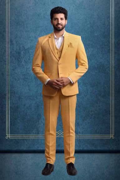 Polyster Mustard Yellow Suit — rent in Bangalore