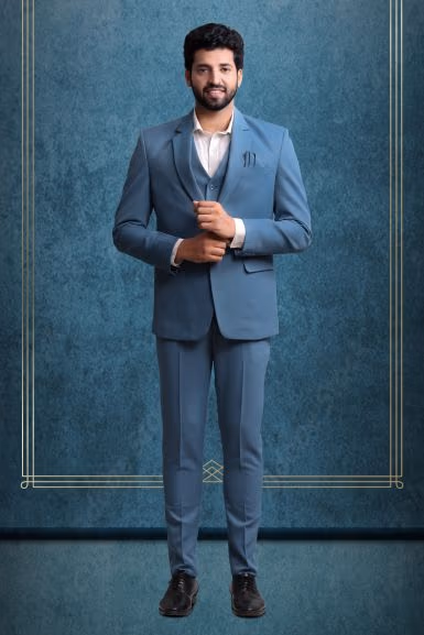 Polyster Pacific Blue Suit — rent in Bangalore
