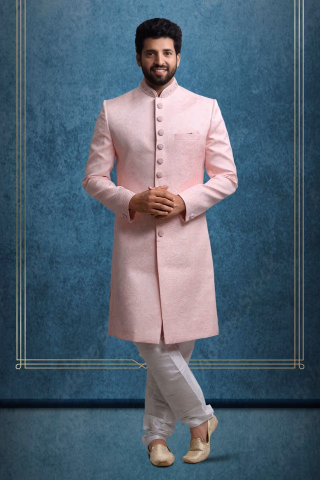 Light Pink Opulent Classic Sherwani — rent in Bangalore