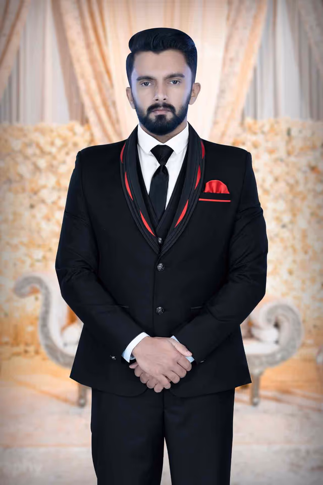 3 Pcs Imported Terry Rayon In Black 2Pc Suit — back view, rent in Calicut