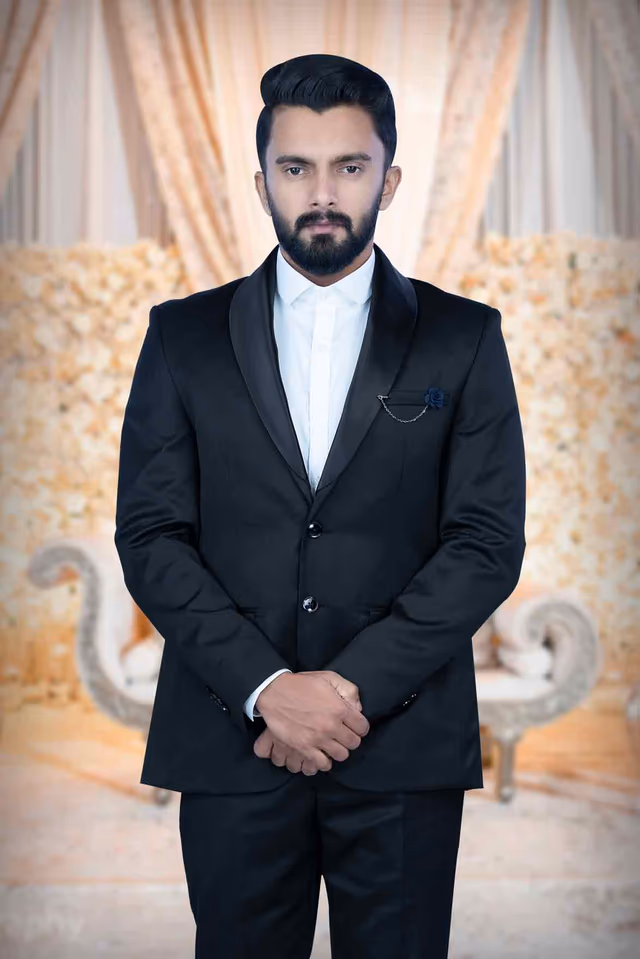 2 Pcs Polyester Viscose In Black 2Pc Suit — back view, rent in Calicut