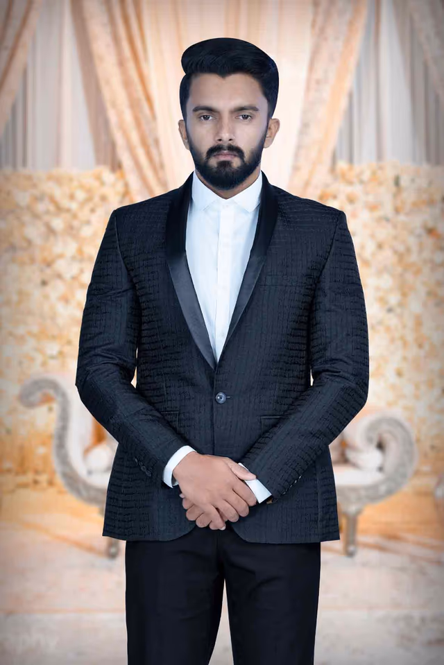 2 Pcs Polyester In Dark Blue 2Pc Suit — back view, rent in Calicut