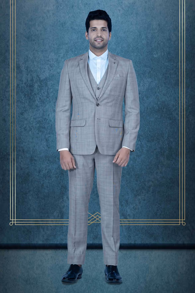 3 Pcs Rayon In Grey 3Pc Suit — rent in Calicut