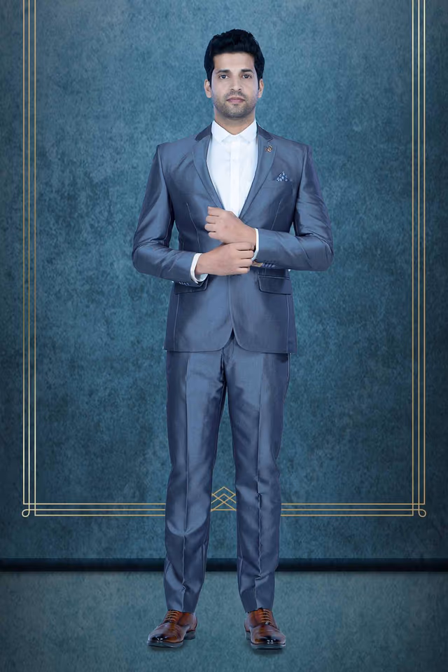 2 Pcs Polyester Viscose In Metalic Blue 2Pc Suit — rent in Calicut