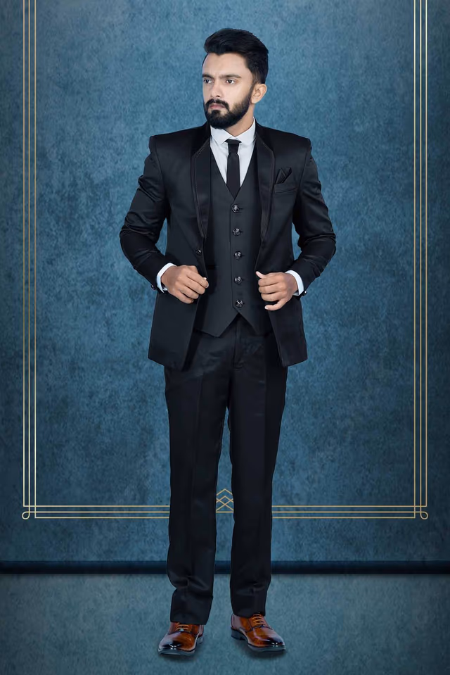 3 Pcs Imported Terry Rayon In Black 3Pc Suit — rent in Calicut
