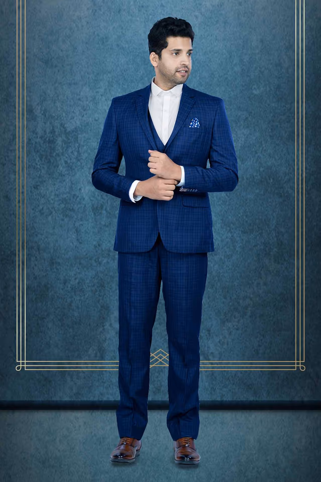 3Pc Suit Polyester Viscose In Dark Blue 3Pc Suit — rent in Calicut