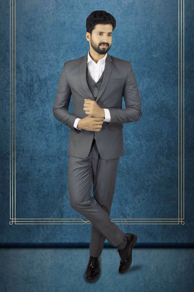 3 Pcs Polyster Dark Grey 3Pc Suit — rent in Coimbatore