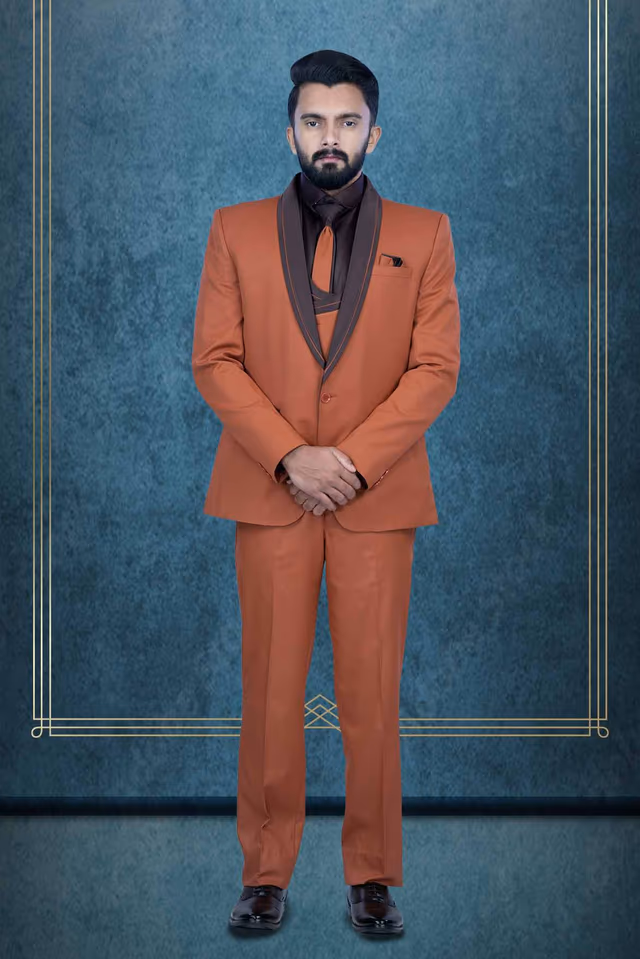 3 Pcs Imported Terry Rayon In Mat Brown 3Pc Suit — rent in Calicut