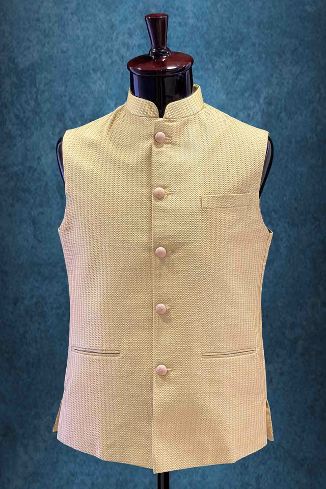 Mandarin Collar In  Gold Bundi — rent in Kochi