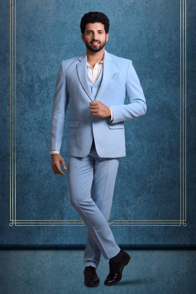 Polyster Aqua Blue Suit — rent in Bangalore