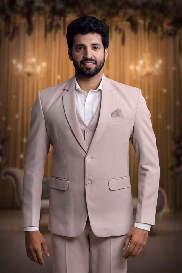 Polyster Lilac  Suit — back view, rent in Bangalore