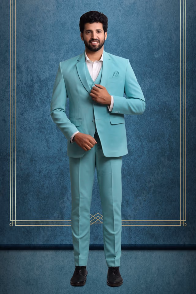 Polyster Robin Blue Suit — rent in Bangalore