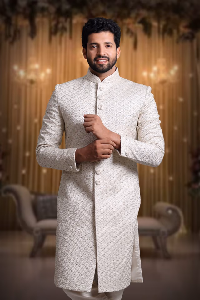 Splendid Classic Sherwani — back view, rent in Bangalore