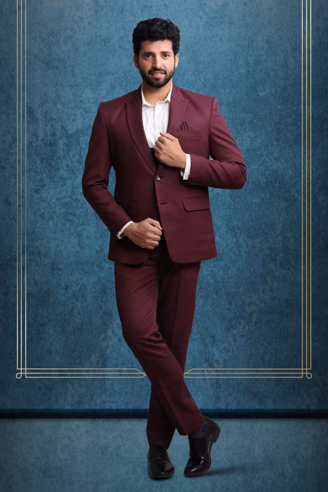 Polyster Wine Suit — rent in Bangalore