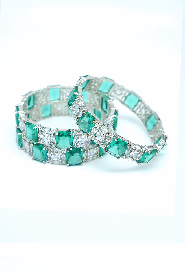 Enhance Your Festive Attire With These Luxurious Green Emerald Style Bangles Crafted With Exceptional… — rent in Calicut
