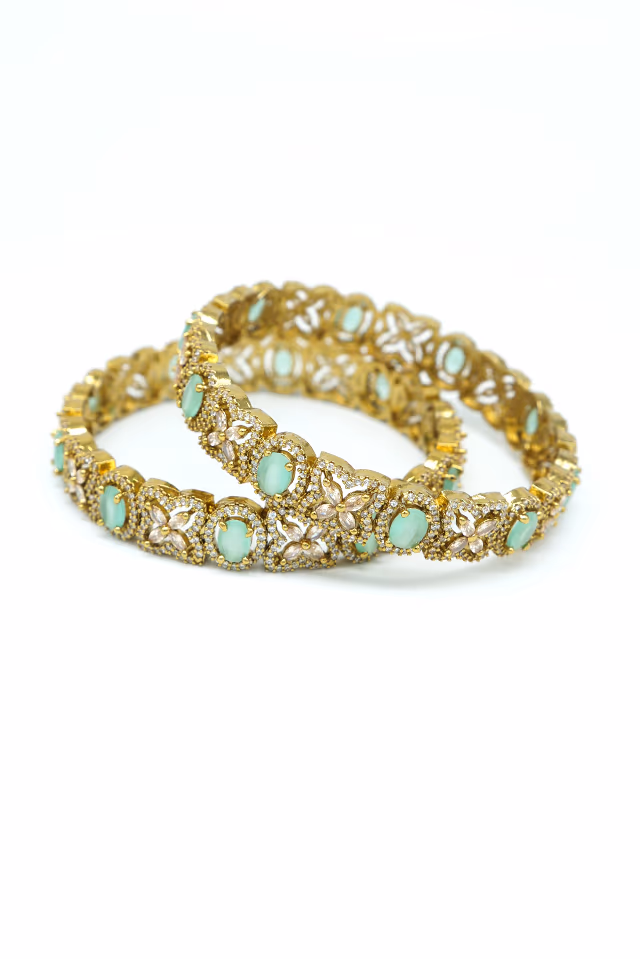 Experience Timeless Glamour Wearing These Radiant Green Gemstone Bangles Perfect For Weddings And Special… — rent in Calicut