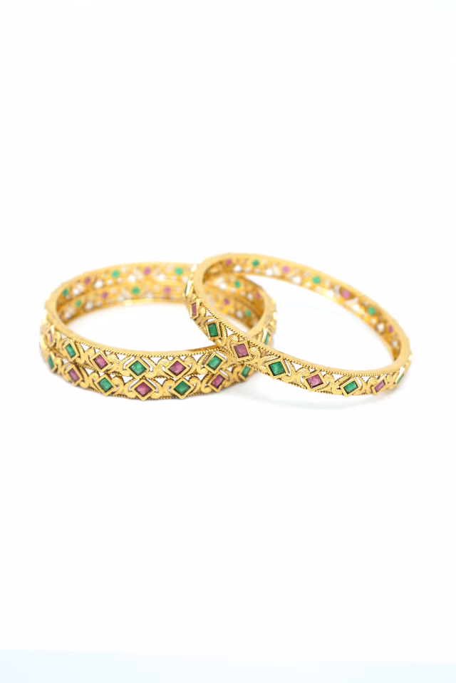 Heavily Carved Temple Jewelry Bangle Pairs Exceptionally Well With Traditional Silk Sarees For A… — rent in Calicut