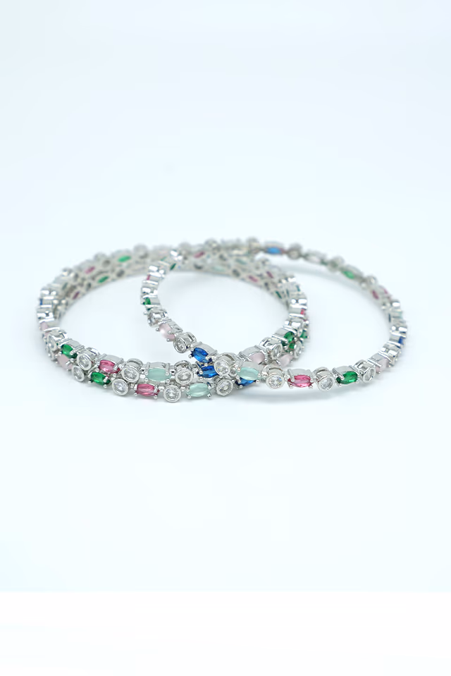 Multicolor Stone Bangles That Combine Modern Minimalist Design With Classic Royal Color — rent in Calicut