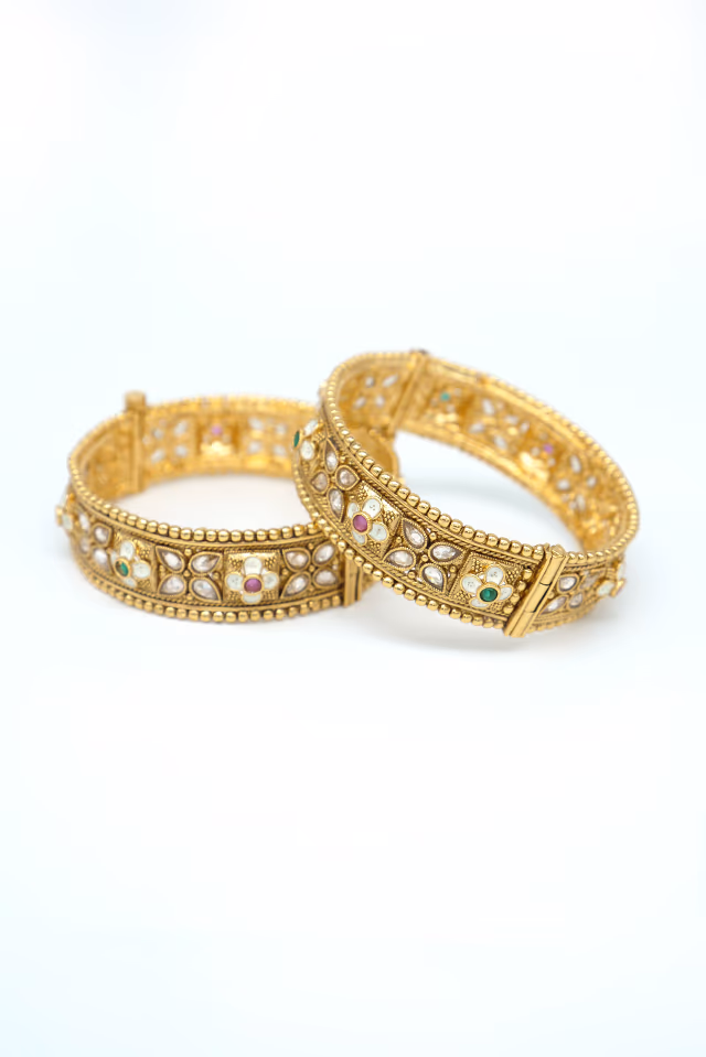 Timeless Addition To Your Bridal Trousseau This Golden Temple Bangle Captures The Essence Of Traditional… — rent in Calicut