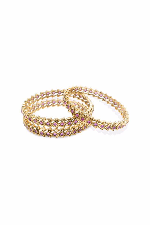 Antique Ruby Studded Gold Bangle — rent in Kochi
