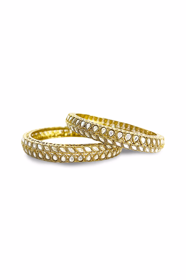 Glamorous And Heavily Embellished Traditional Golden Bangle — rent in Bangalore