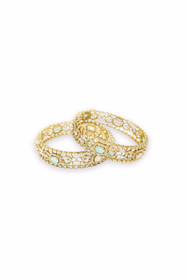 These Luxurious Light Green And Pink Bangles Are Perfect For Brides Seeking A Classic And Truly… — rent in Calicut
