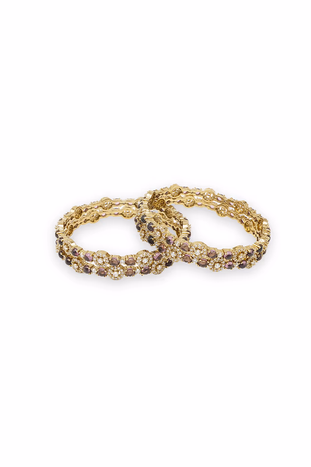 Simple Yet Effective Design With One Line Of Sparkling AD Stones Around The Wrist. — rent in Coimbatore