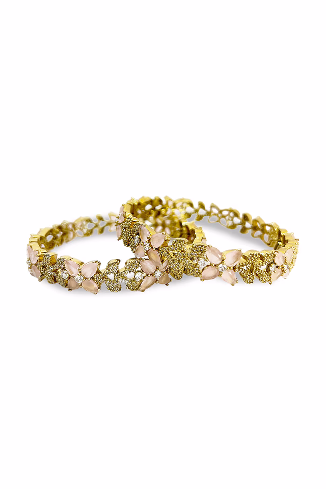 Sophisticated Wrist Bangles Exhibit Remarkable Artistry With Their Brilliant Pink And Clear Stone… — rent in Bangalore