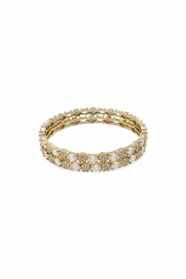 Classic Stone-Studded Bangle with Alternating Oval & Round Design — rent in Kochi