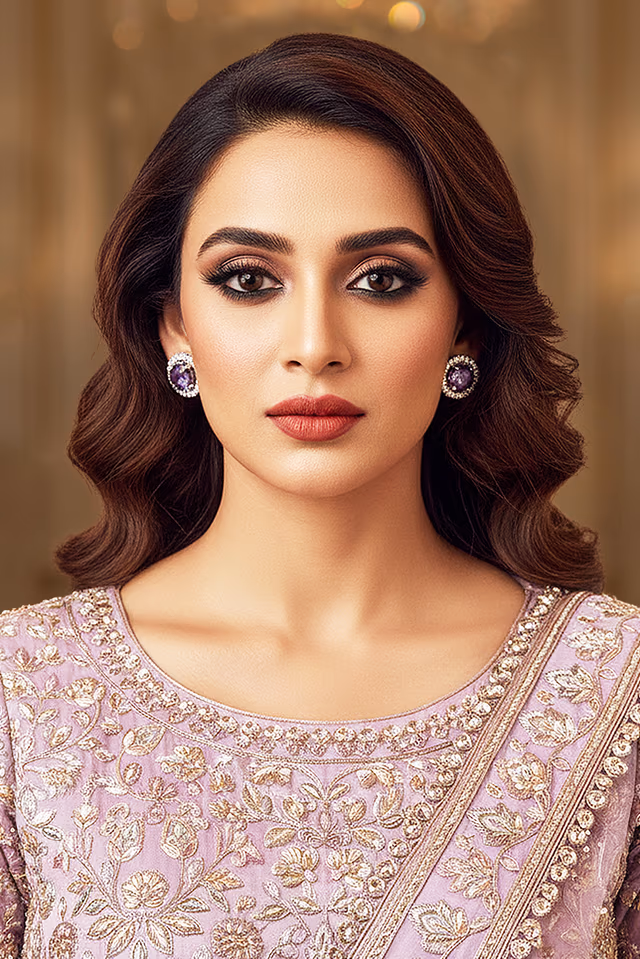 Eternal Glow Amethyst Stud Earrings — rent in Kochi