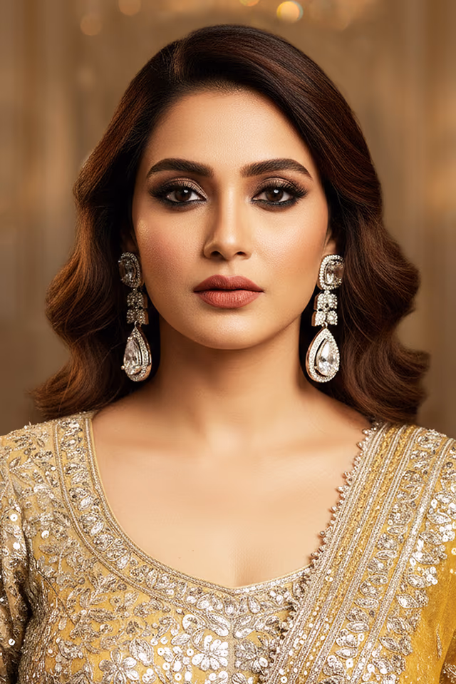 Regal Sparkle Crystal Drop Earrings — rent in Kochi